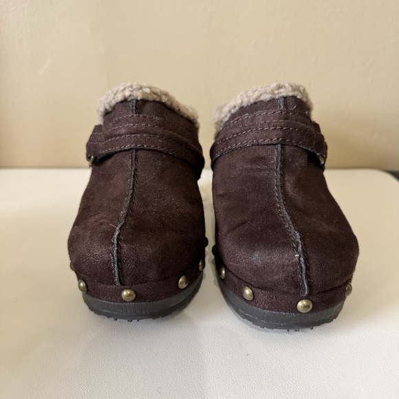 Vintage 90s‎ Y2K Unionbay Studded Heel Platform Sherpa Clogs Women's Sz 7.5 Boho - Picture 2 of 7